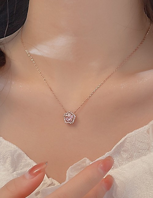 Серебристая Цепочка с кулоном в форме четырехлистного клевера T85362