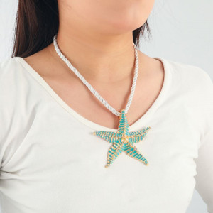 Жемчужное колье с крупной бирюзовой морской звездой CJM02079 Жемчужное колье с крупной бирюзовой морской звездой CJM02079