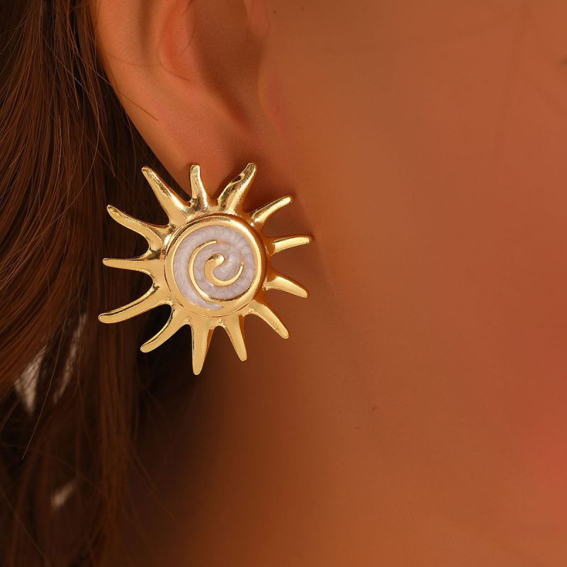 Серьги-пусеты Солнце со спиралью CJR69421