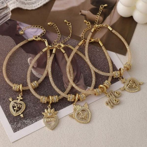 Браслет-обруч с разнообразными подвесками-символами CJL22905 Браслет-обруч с разнообразными подвесками-символами CJL22905