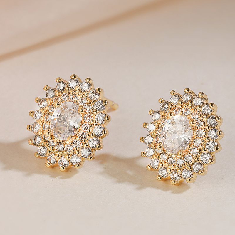 Серьги-солнце с овальным кристаллом CJL20461