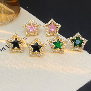 Серьги-пусеты Звезды с цветным центром CJL32512