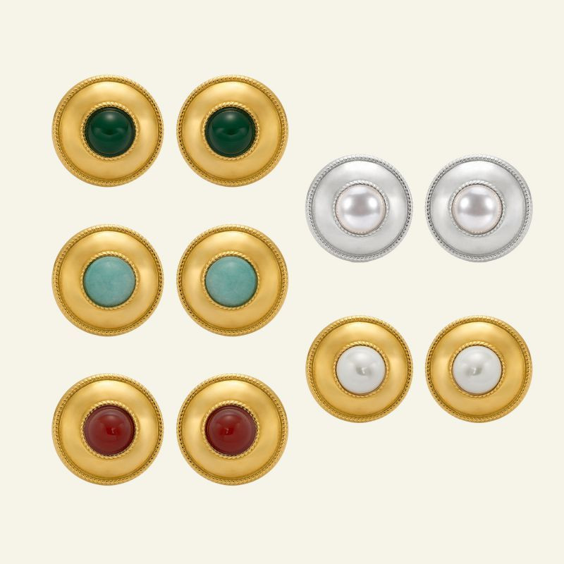 Серьги-пусеты Диски с цветными вставками CJP42841 Серьги-пусеты Диски с цветными вставками CJP42841