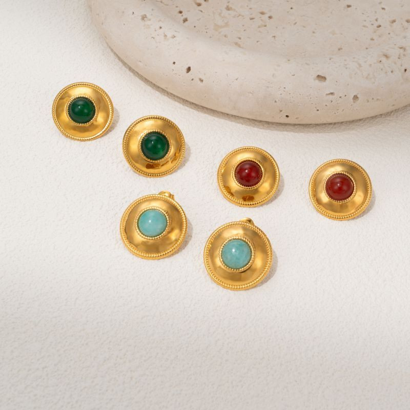 Серьги-пусеты Диски с цветными вставками CJP42841 Серьги-пусеты Диски с цветными вставками CJP42841