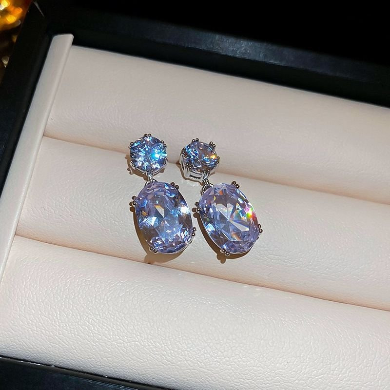 Висячие серьги с овальными вставками CJD02287