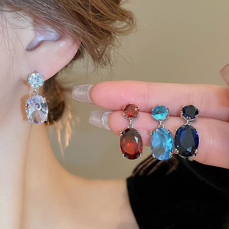 Висячие серьги с овальными вставками CJD02287