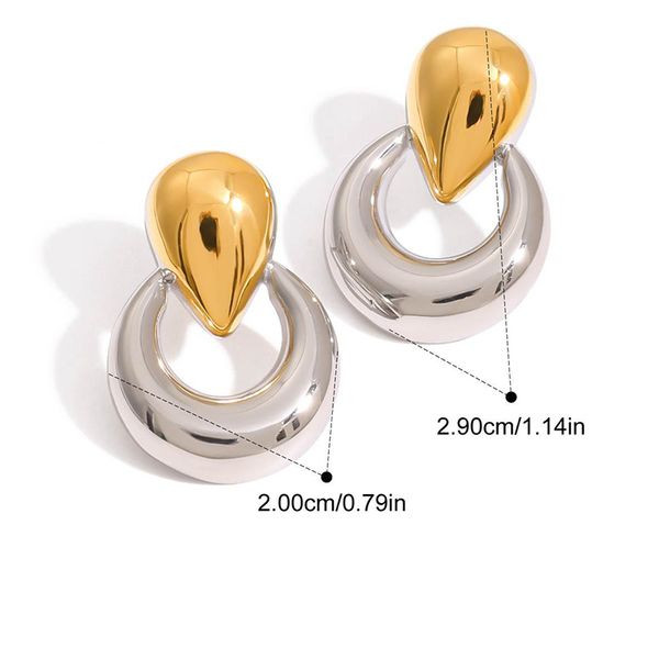 Серьги-пусеты Капли двухцветные комбинированные CJL40906 Серьги-пусеты Капли двухцветные комбинированные CJL40906