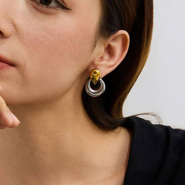 Серьги-пусеты Капли двухцветные комбинированные CJL40906 Серьги-пусеты Капли двухцветные комбинированные CJL40906