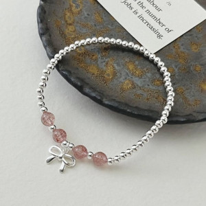 Браслет изящные бусины с подвеской-клевером J10794CJJ