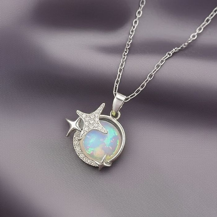 Космическая цепочка с кулоном в виде лунного диска J10965CJJ