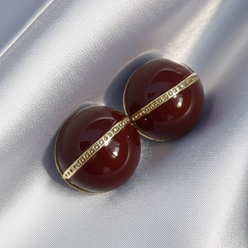 Массивные серьги-пусеты Темная вишня с серебряным штифтом 1J10391CJJ