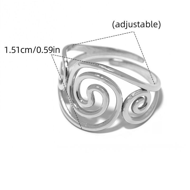Ажурное кольцо со спиралевидным узором в серебристом цвете CJT25687