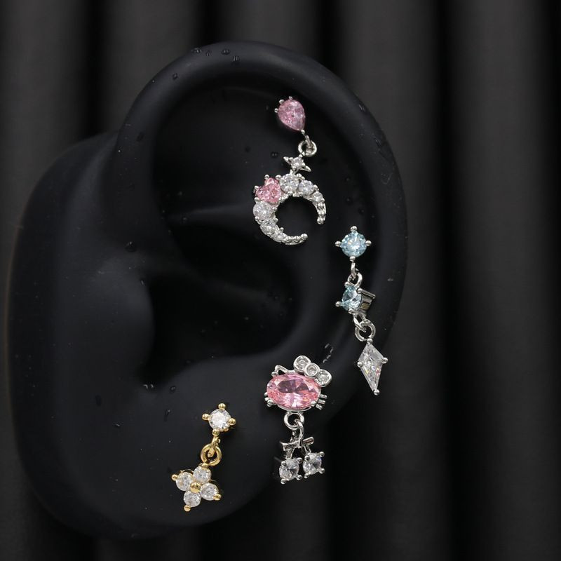 Серьга с сердцем и луной из нержавеющей стали CJX70889