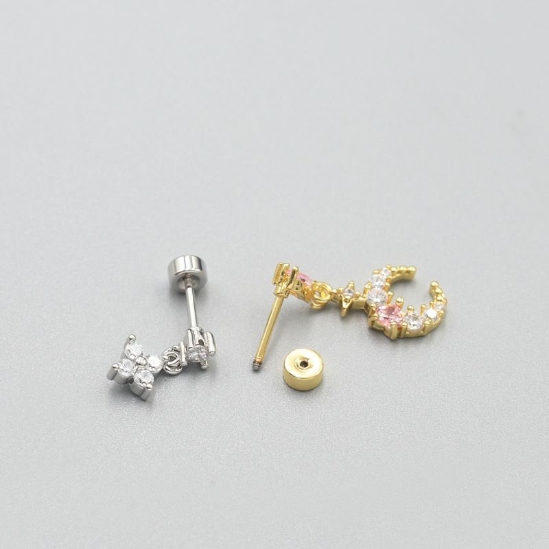 Серьга с сердцем и луной из нержавеющей стали CJX70889