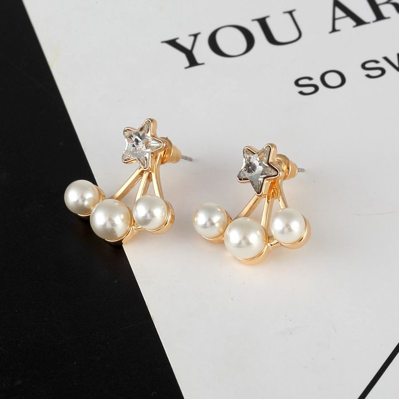 Серьги-пусеты Снежинка с жемчужными каплями 1J11572CJJ