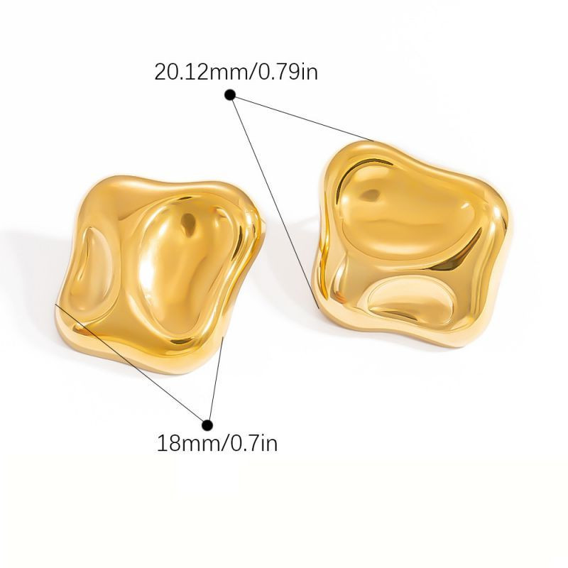 Серьги-пусеты Квадраты рельефные золотистые CJL24118