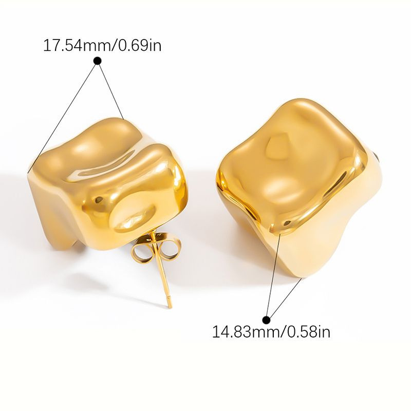 Серьги-пусеты Квадраты рельефные золотистые CJL24118