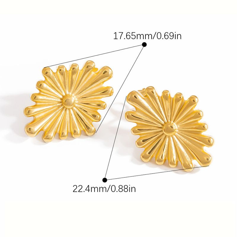 Серьги-пусеты Квадраты рельефные золотистые CJL24118