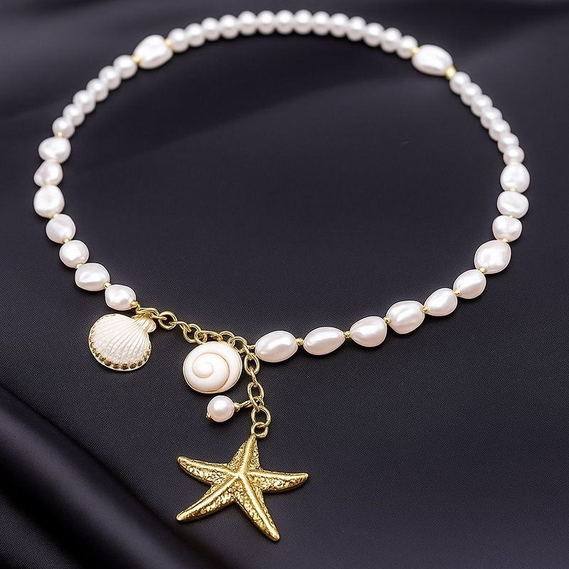 Жемчужное колье с крупной подвеской Морская звезда 1J11839CJJ
