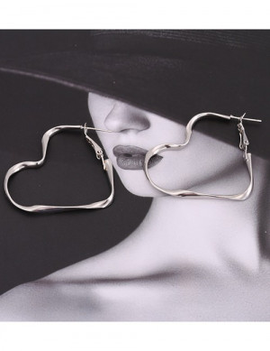 Крупные серьги-кольца конго в форме контура сердца G58738