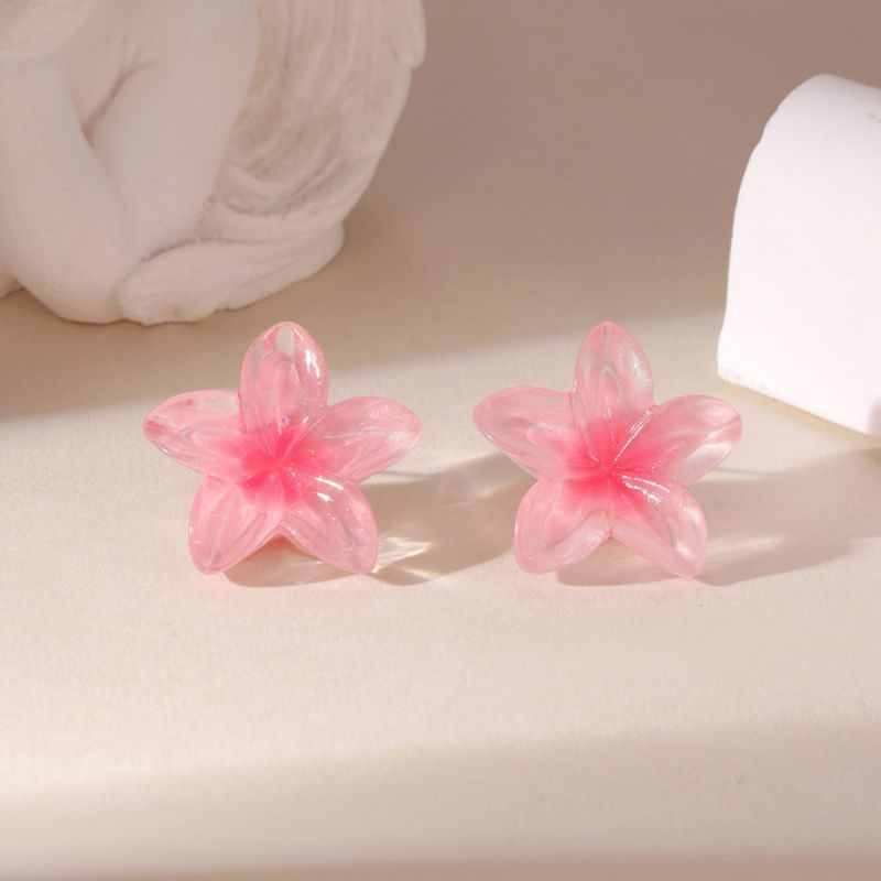 Нежные серьги-пусеты акриловые цветы CJP62217