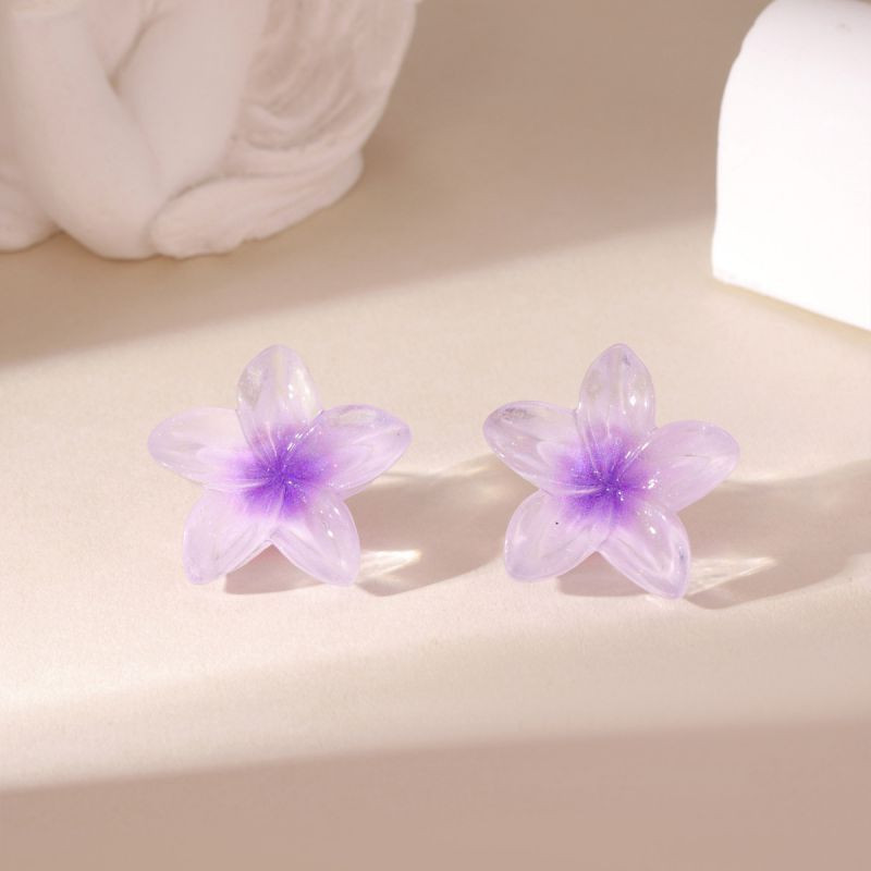 Нежные серьги-пусеты акриловые цветы CJP62217