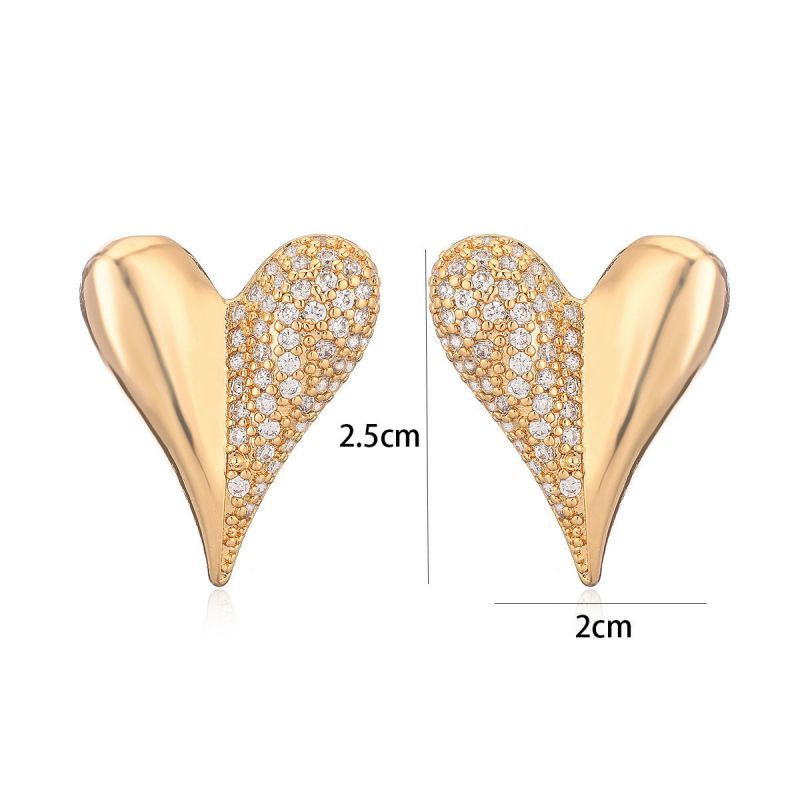 Асимметричные серьги-сердца с кристаллами CJL20465