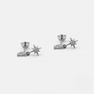 Белые серьги со звездой и стразами CJZ40445
