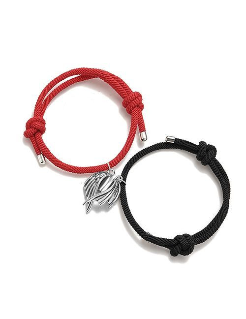 Парные браслеты крылья любви на ярком шнуре