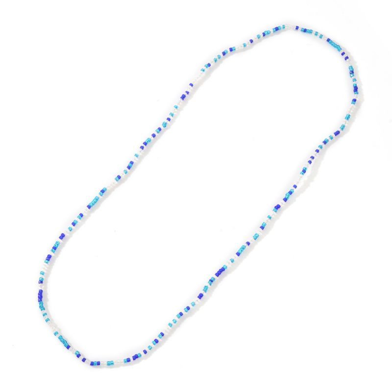Тонкая бисерная цепочка насыщенного бирюзового цвета в этническом стиле CJH76531