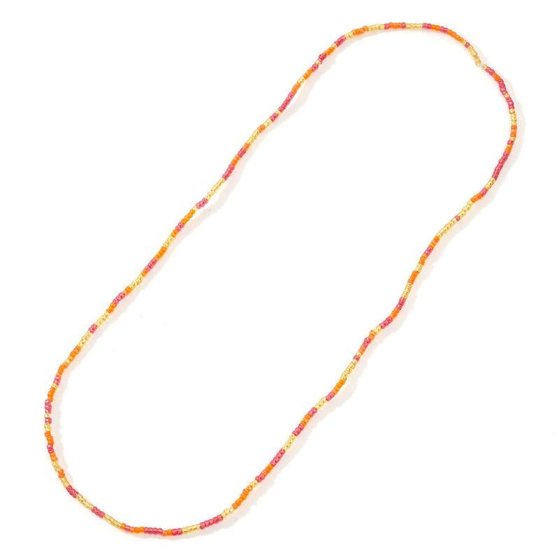 Тонкая бисерная цепочка насыщенного бирюзового цвета в этническом стиле CJH76531