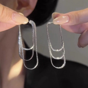 Многослойные серьги-кольца из цепочек M86417 Многослойные серьги-кольца из цепочек M86417