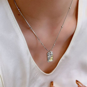 Серебристая цепочка с прямоугольной подвеской-пластиной CJL14741