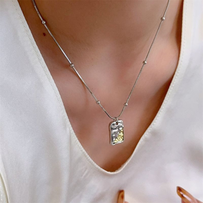 Серебристая цепочка с прямоугольной подвеской-пластиной CJL14741