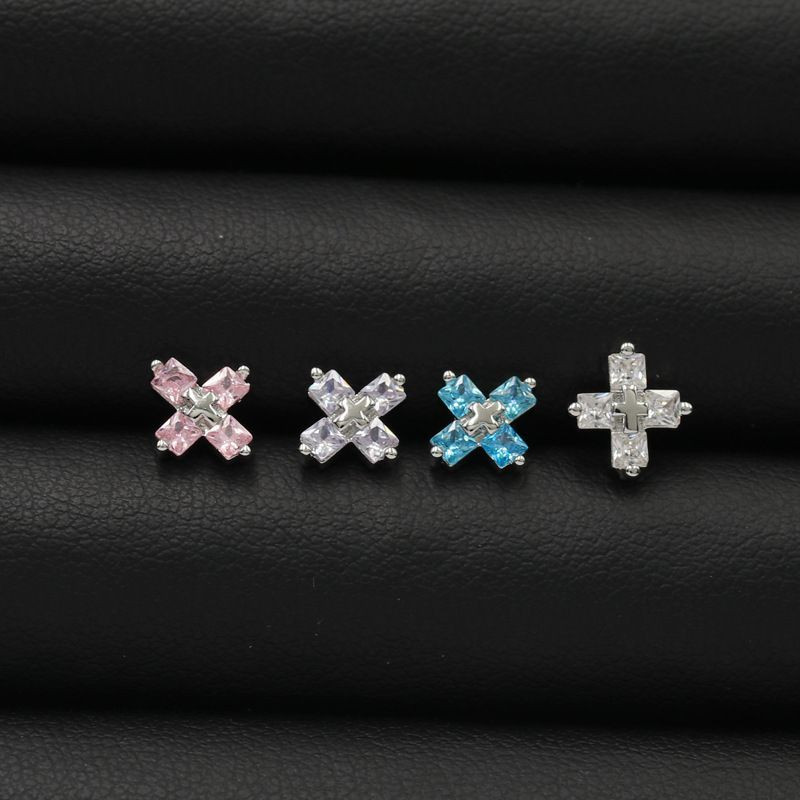 Серьга с крестом и цирконом из нержавеющей стали CJX70898