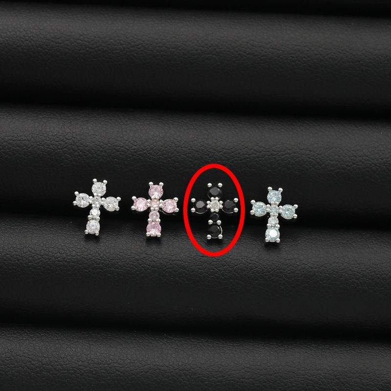 Серьга с крестом и цирконом из нержавеющей стали CJX70898