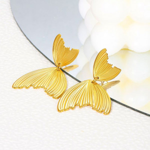 Серьги Висячие Бабочки крупные ажурные CJL28668