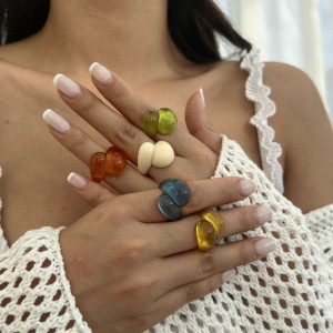 Набор из разноцветных акриловых колец в форме капли CJJ27646