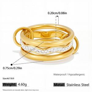 Набор из нескольких колец из стали с цирконом CJZ22227