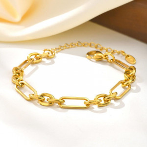 Браслет-цепочка из крупных звеньев в стиле минимализм CJP47832 Браслет-цепочка из крупных звеньев в стиле минимализм CJP47832