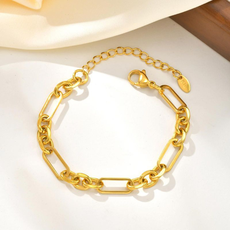 Браслет-цепочка из крупных звеньев в стиле минимализм CJP47832 Браслет-цепочка из крупных звеньев в стиле минимализм CJP47832