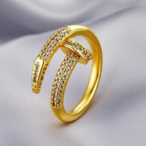 Кольцо-гвоздь с тройной дорожкой фианитов 1J11975CJJ