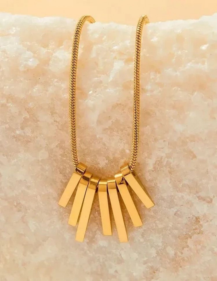 Эффектная цепочка с кулоном в виде золотистого веера J10098CJJ