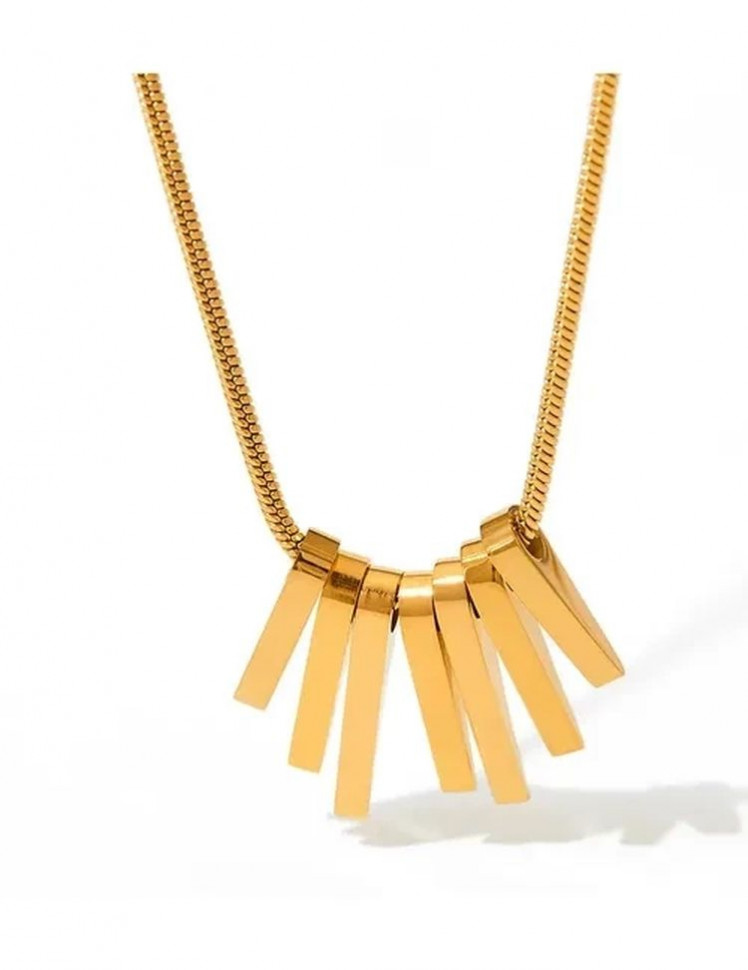 Эффектная цепочка с кулоном в виде золотистого веера J10098CJJ