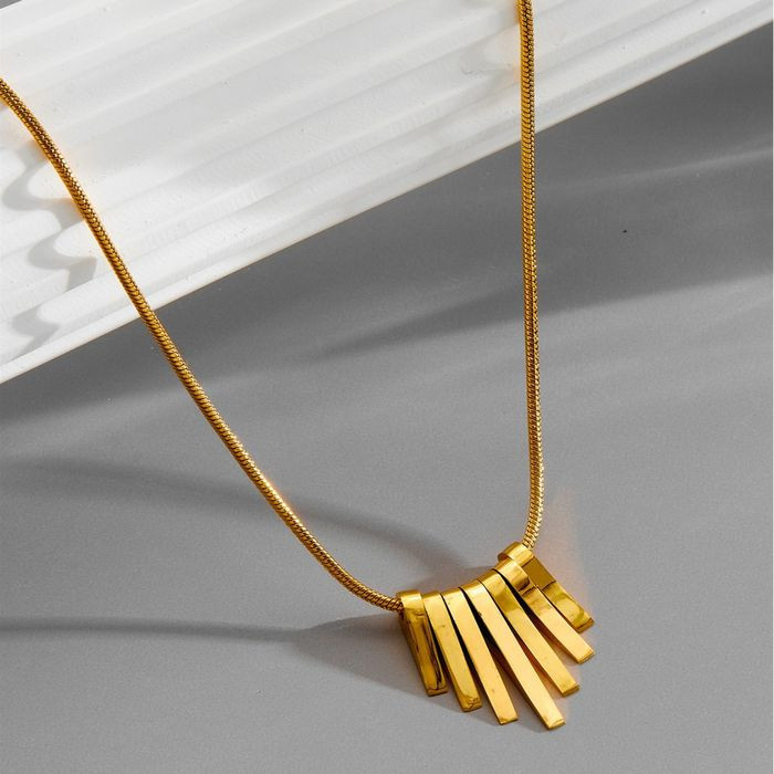 Стальная цепочка с напылением золотом кулон прямоугольники J10098CJJ Стальная цепочка с напылением золотом кулон прямоугольники J10098CJJ