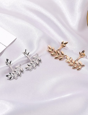 Трендовые серьги-пусеты золотистые колосья Z60303