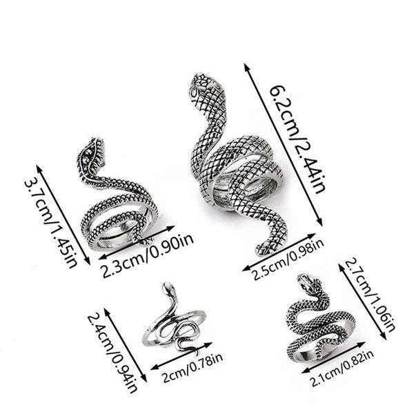 Комплект серебристых колец со змеями и кристаллами CJK32223