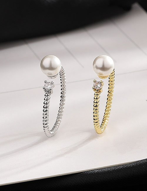 Разомкнутое кольцо с жемчужиной и цепочкой Z40262