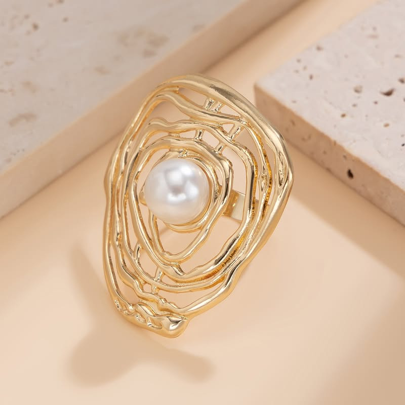 Кольцо-паутина с центральной жемчужной вставкой 1J11775CJJ