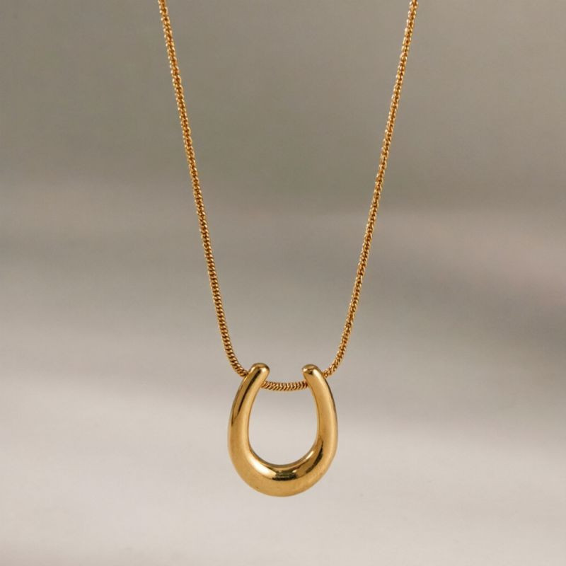 Золотистое колье из нержавеющей стали с подвеской на ключицу CJX78238